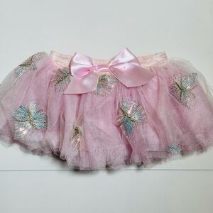 Elly & Emmy Baby Girl Pink Tulle Skirt with Sequin Butterflies Size 0-12M